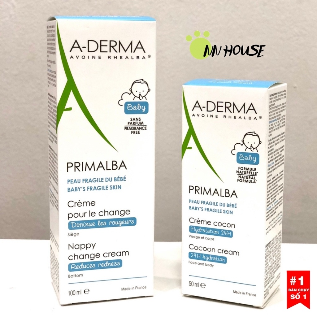 Kem hăm Aderma Primalba Nappy Change Cream dưỡng ẩm, làm dịu da mẩn ngứa, kem chống hăm tã baby trẻ em, tái tạo da