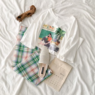 Áo thun in hình cô gái ulzzang năng động