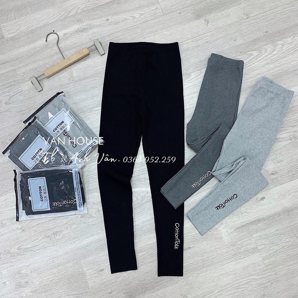 quần legging tăm thêu chữ 2 màu cá tính