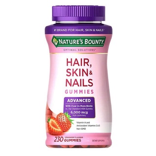 Kẹo dẻo Hair, Skin & Nails Gummies 🍓 (230 viên) (mới) (vị dâu) (6000mcg Biotin)