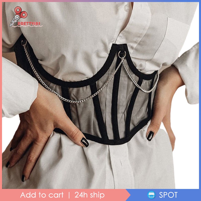 Đai nịt bụng định hình eo thon có dây xích kim loại trang trí