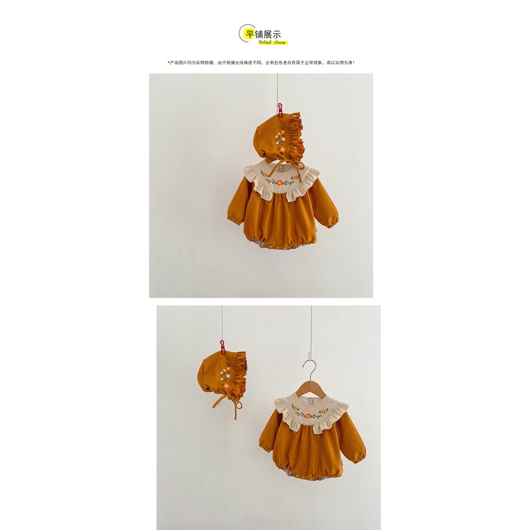 Bộ Áo Liền Quần Tam Giác Tay Dài Bằng Cotton Thêu Hoa Phong Cách Phương Tây Dành Cho Bé Gái