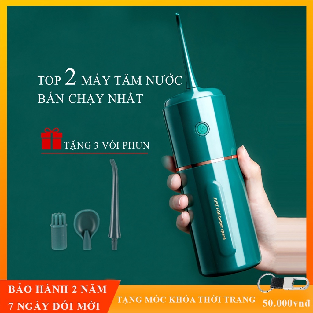 Máy Tăm Nước Cầm Tay Vệ Sinh Răng Miệng Oral Irrigator - Sạc Pin, Chống Nước, 4 Đầu Vệ Sinh Bảo Hành 24 Tháng