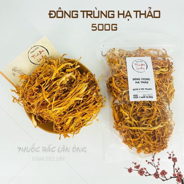 Đông Trùng Hạ Thảo 500g (Bông Đông Trùng Khô, Vàng)