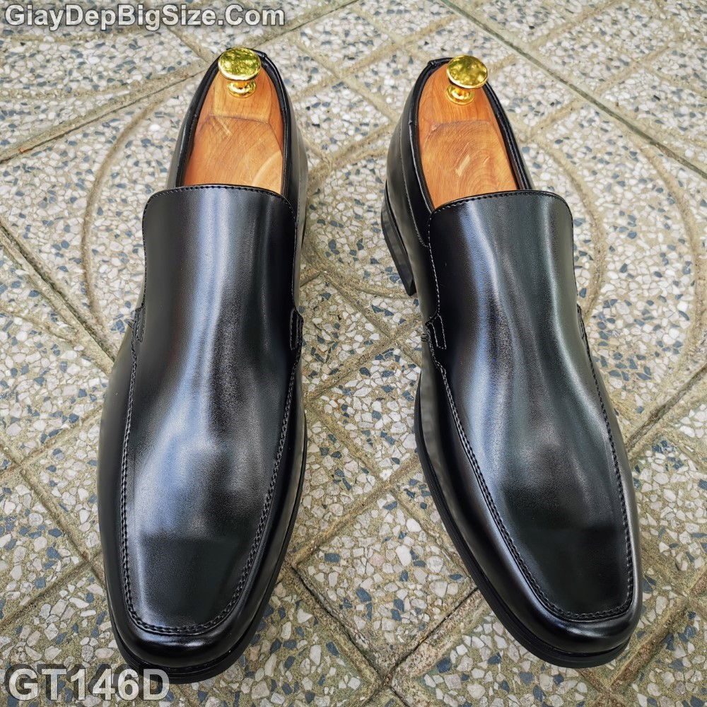 Giày da bò công sở, giày tây xỏ big size cỡ lớn EU:45 cho nam chân to. Large size men’s business shoes for big feet.