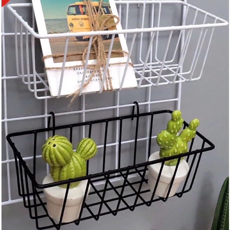 Giỏ Sắt Trang Trí Tấm Lưới, Giỏ Treo Trang Trí Decor Nhà Cửa Siêu Xinh