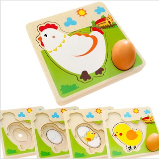 Xếp hình vòng đời con gà đồ chơi gỗ cho bé