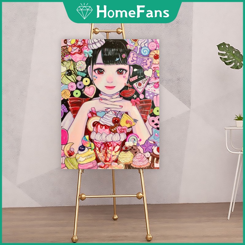 Bộ Tranh Sơn Dầu Diy Hình Cô Gái Dễ Thương, Kích Thước 40x50cm