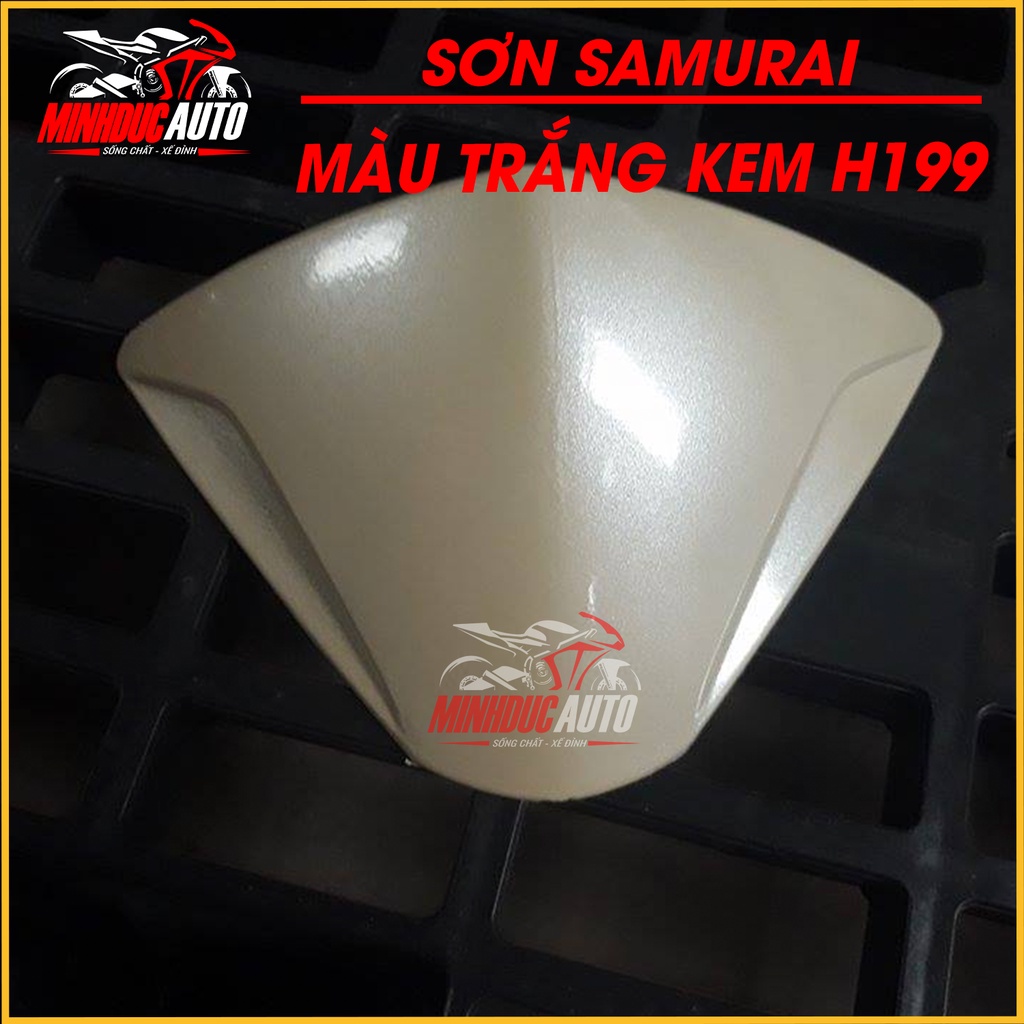 Sơn Samurai màu trắng kem H199 - chai sơn xịt chuyên dụng dành cho sơn xe máy