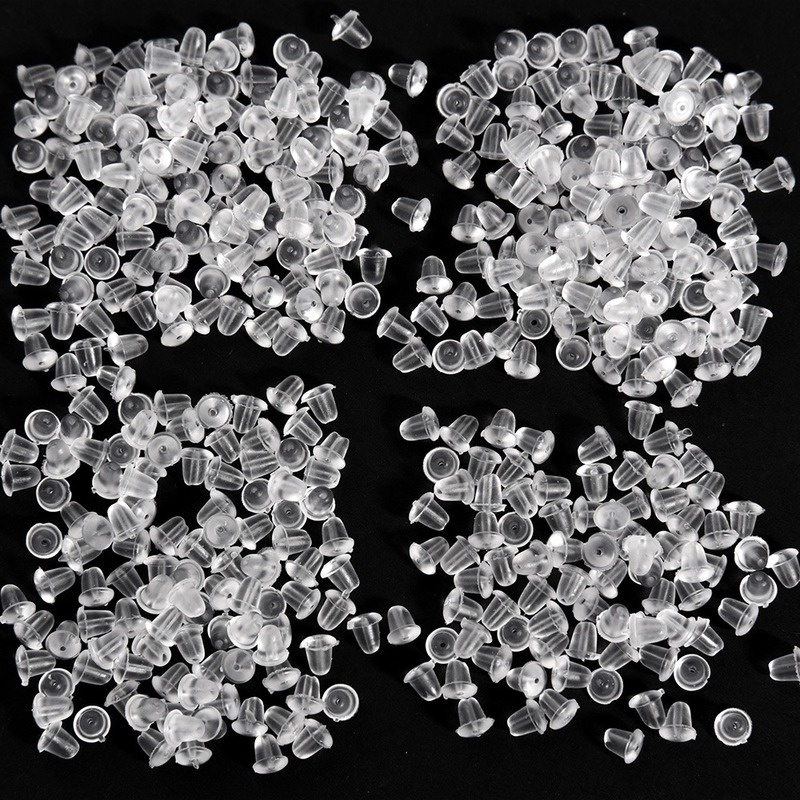 Set 500 Nút Chặn Bông Tai Bằng Silicon Trong Suốt DIY Kèm Hộp Đựng Tiện Lợi
