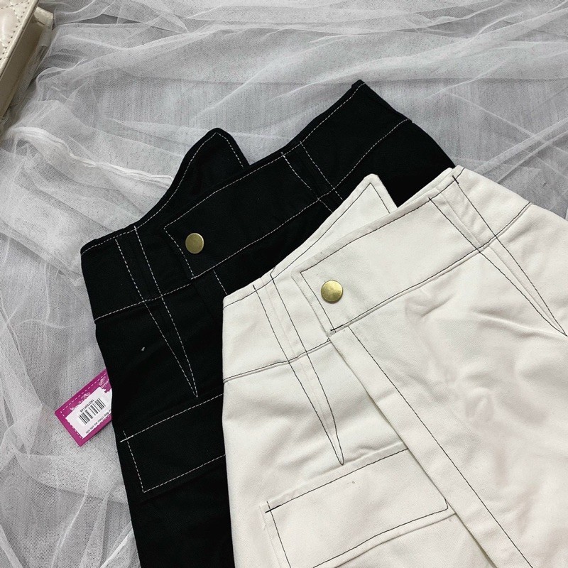 Chân váy quần ngắn chất vải kaki phối kiểu viền nổi có 2 Size S M | BigBuy360 - bigbuy360.vn