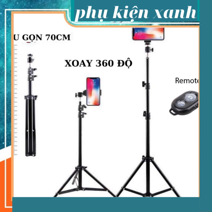 Giá đỡ điện thoại 3 chân dùng để chụp ảnh, livestream, quay tiktok tiện lợi chắc chắn cao 70cm-2m1