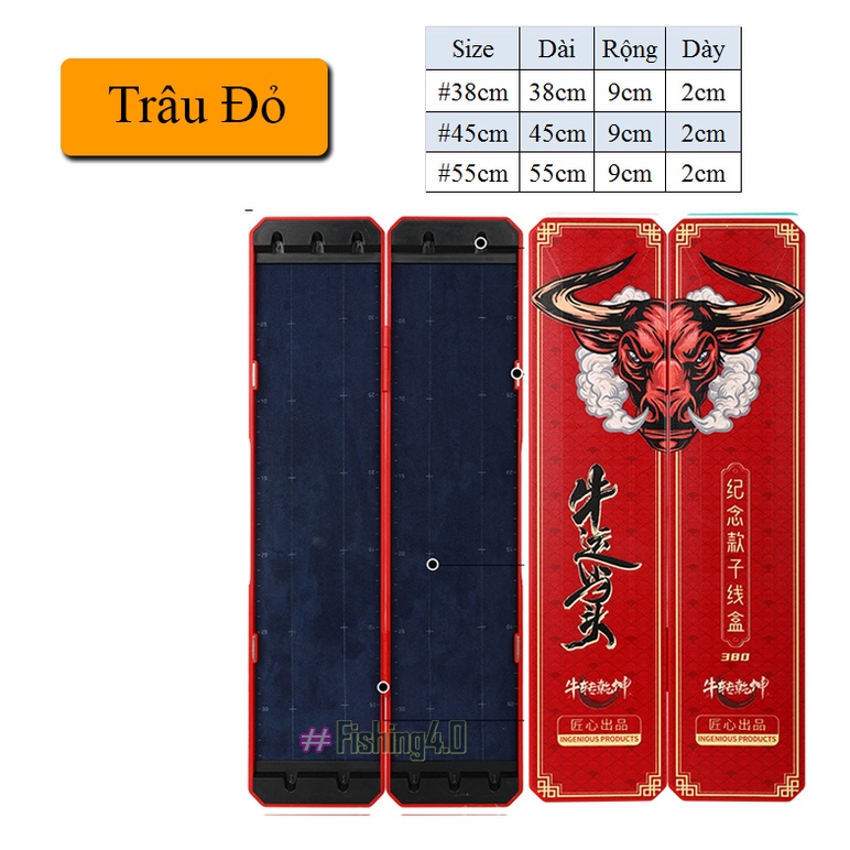 Hộp Đựng Thẻo Lưỡi Câu Đài Lưỡi Câu Đôi, Thẻo câu cá in hình họa tiết trâu đỏ , cá chép siêu hot - AA21