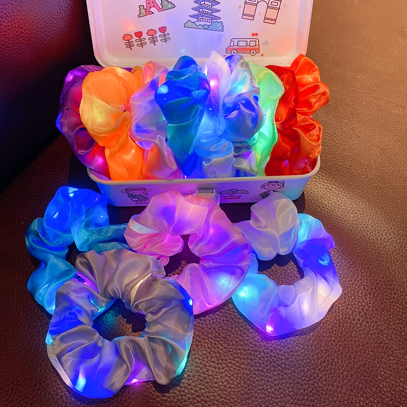 Cột Tóc Vải Scrunchies LED Galaxy Phong Cách Đường Phố Nhiều Mẫu