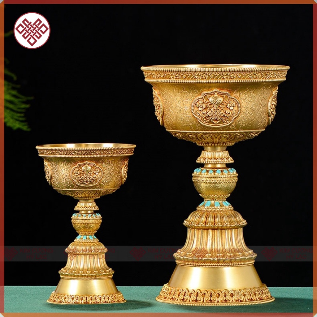 Chân Đèn Đồ Thờ Cúng Mật Tông [Kim Cương Hỷ Lạc] Đồng Mạ Vàng Cao Cấp