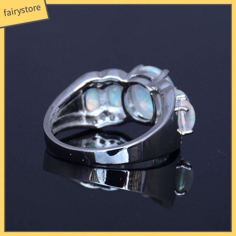 Nhẫn Đính Đá Opan Nhân Tạo Phong Cách Thanh Lịch Dành Cho Nữ