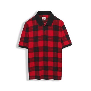 Áo Thun Polo Có Cổ Numbi Caro Đỏ Mix Đen, Chất Vải Cotton Len Dày Dặn, PL002558, SOMEHOW