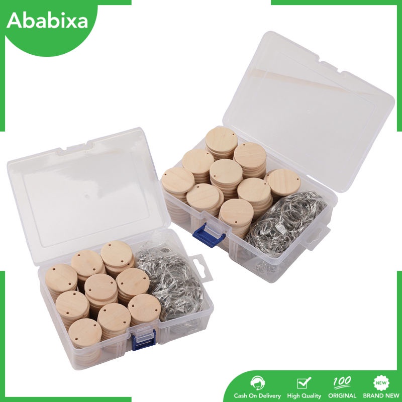 Set 100 miếng gỗ trơn tự nhiên chưa hoàn thành 1/ 2 lỗ có móc khóa DIY
