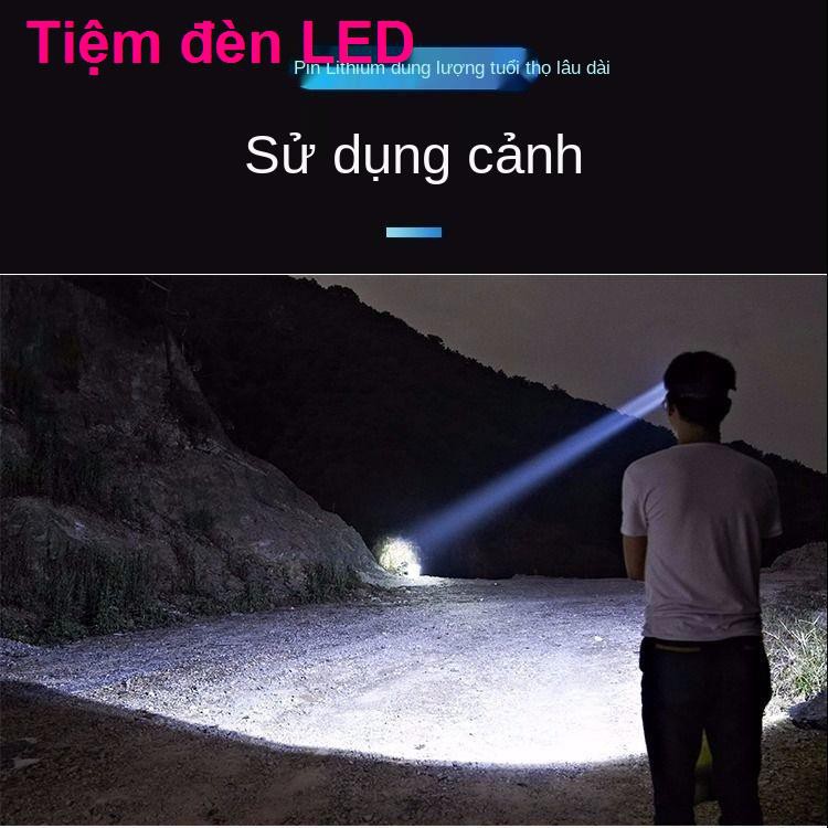 Zoom ánh sáng mạnh đèn pha cắm trại có thể sạc lại LED pin siêu gắn trên đầu đánh cá của thợ mỏ