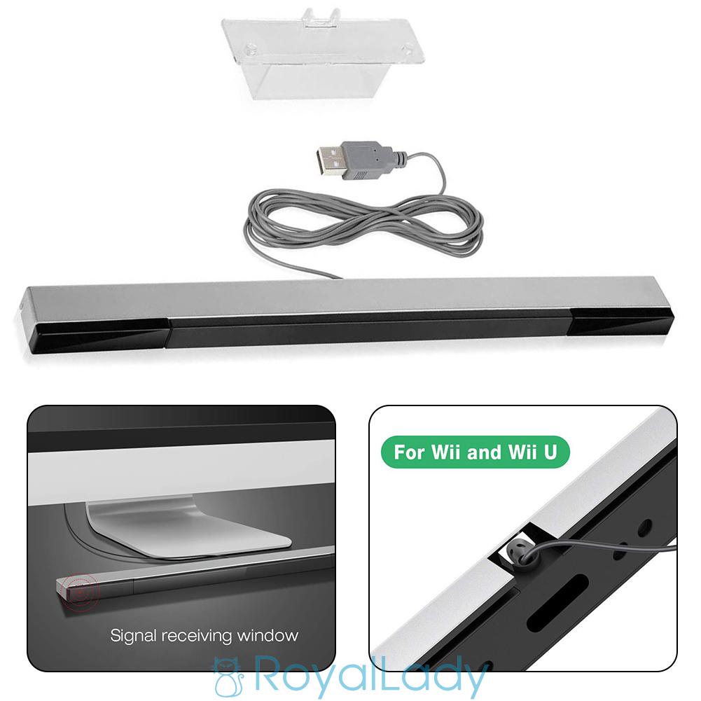 #ROYALLADY#USB Wired Infrared Ray IR Sensor Bar For N s Wii / Wii U / PC + Stand Plug and play