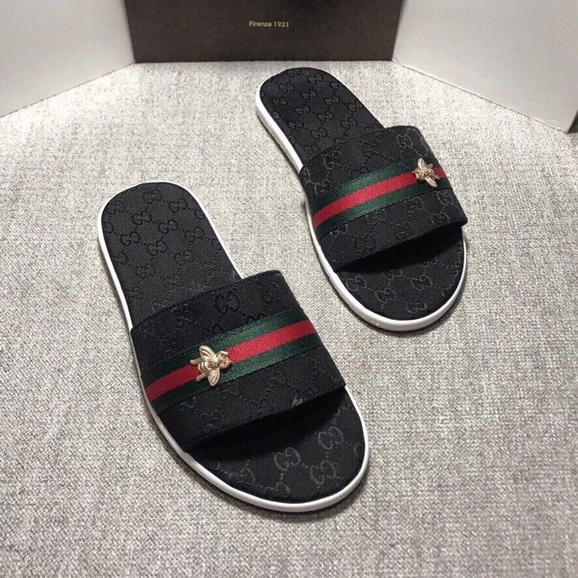 Dép lê da GG ong sườn đen  kèm video szie 38/43