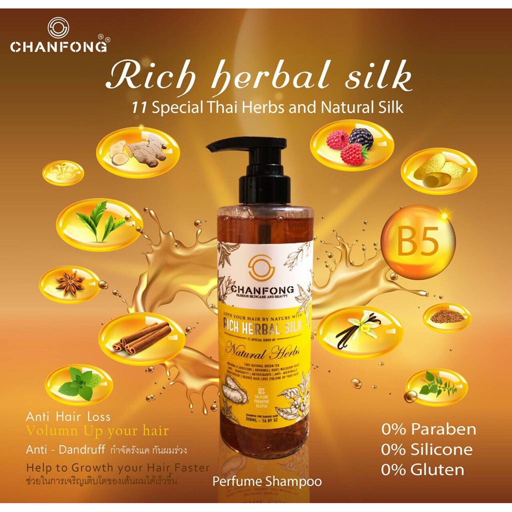 (yêu thich)(HCM)Dầu gội bơ dừa,thảo dược giúp tóc khỏe CHANFONG ORGANIC 500ml thái lan