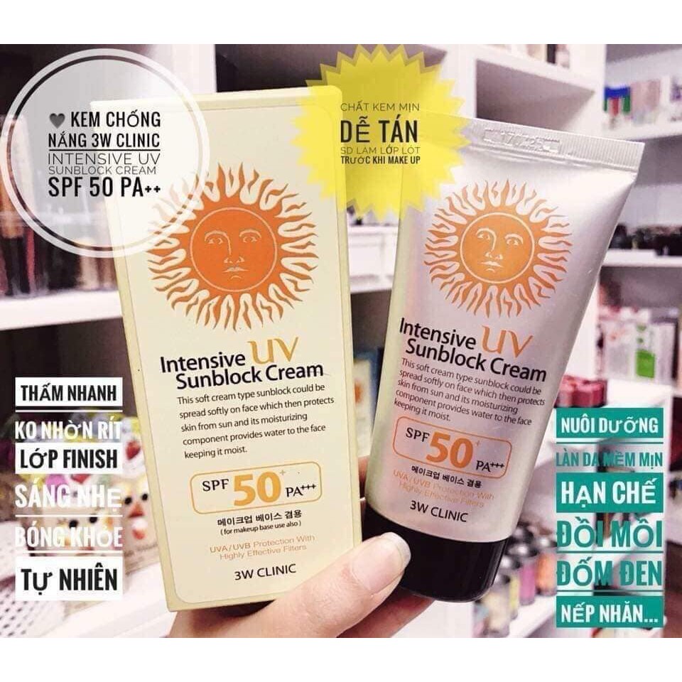 SIÊU KHUYẾN MẠI: 2 HỘP KEM CHỐNG NẮNG Clinic intensive uv sunblock cream SPF50 PA