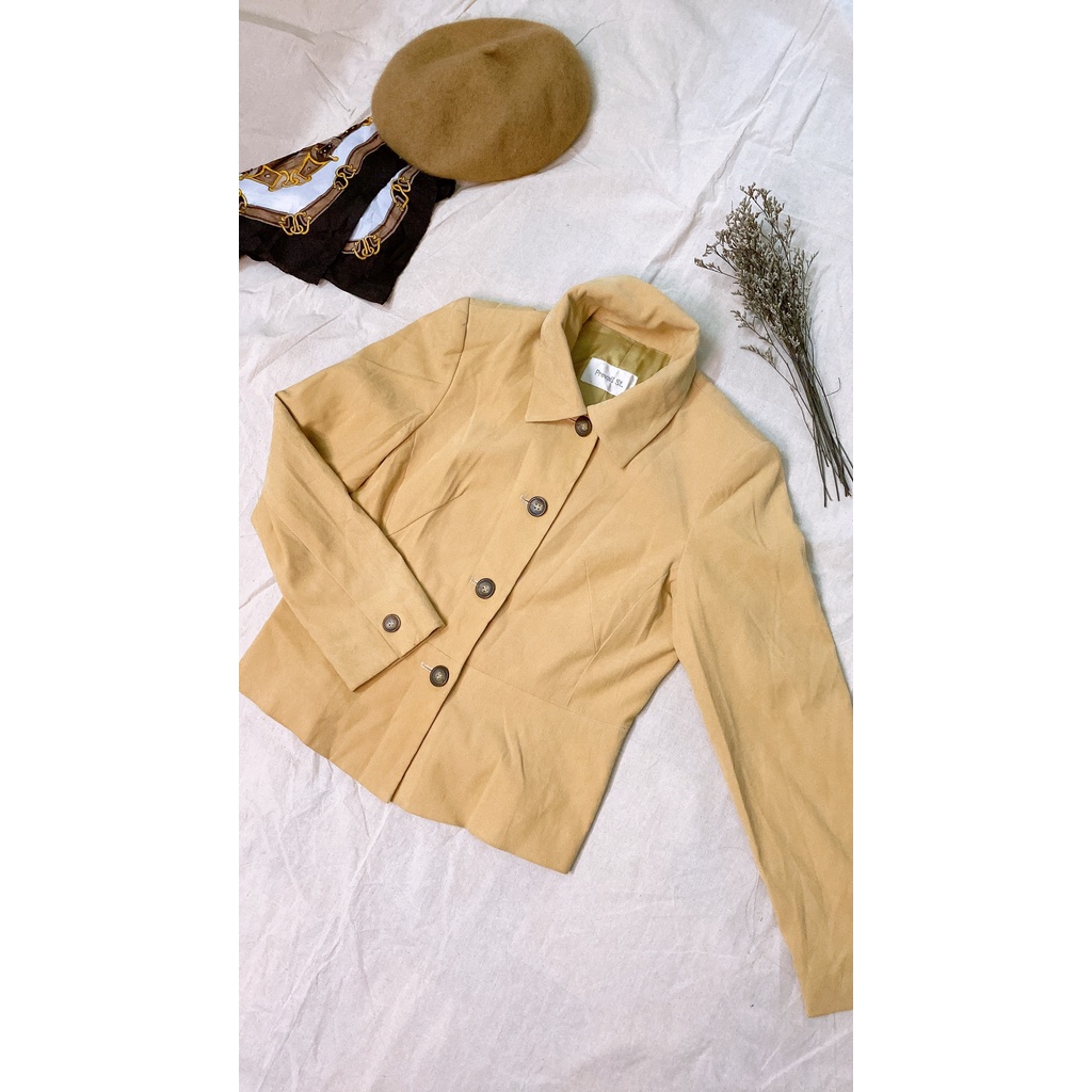 Áo vest Vintage màu vàng nhẹ siêu tây siêu sang quý tộc cổ xinh 2hand giá rẻ