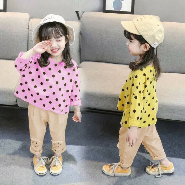 Bộ chấm bi bé gái