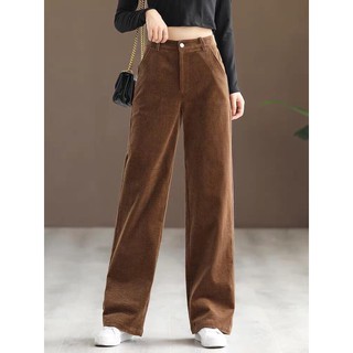 Quần Ống Suông Nữ, Quần Nhung Tăm Nữ Ống Rộng Lưng Cao Có Khóa Kéo Hàng Cao Cấp Đủ Size Màu Cơ Bản Dễ Phối Đồ.
