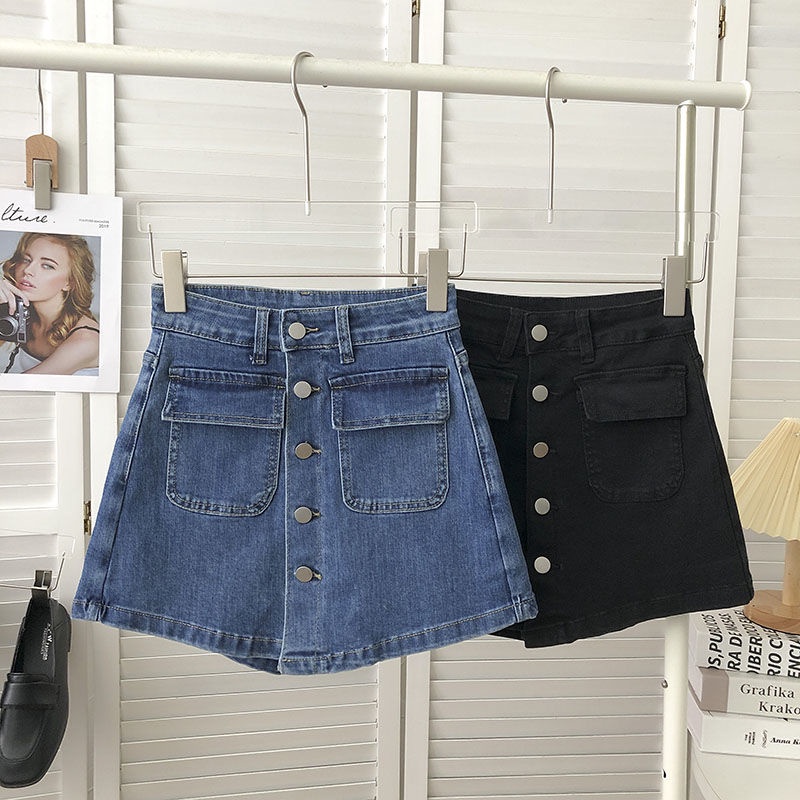 Chân Váy Denim Lưng Cao Phong Cách Hàn Quốc Cho Nữ