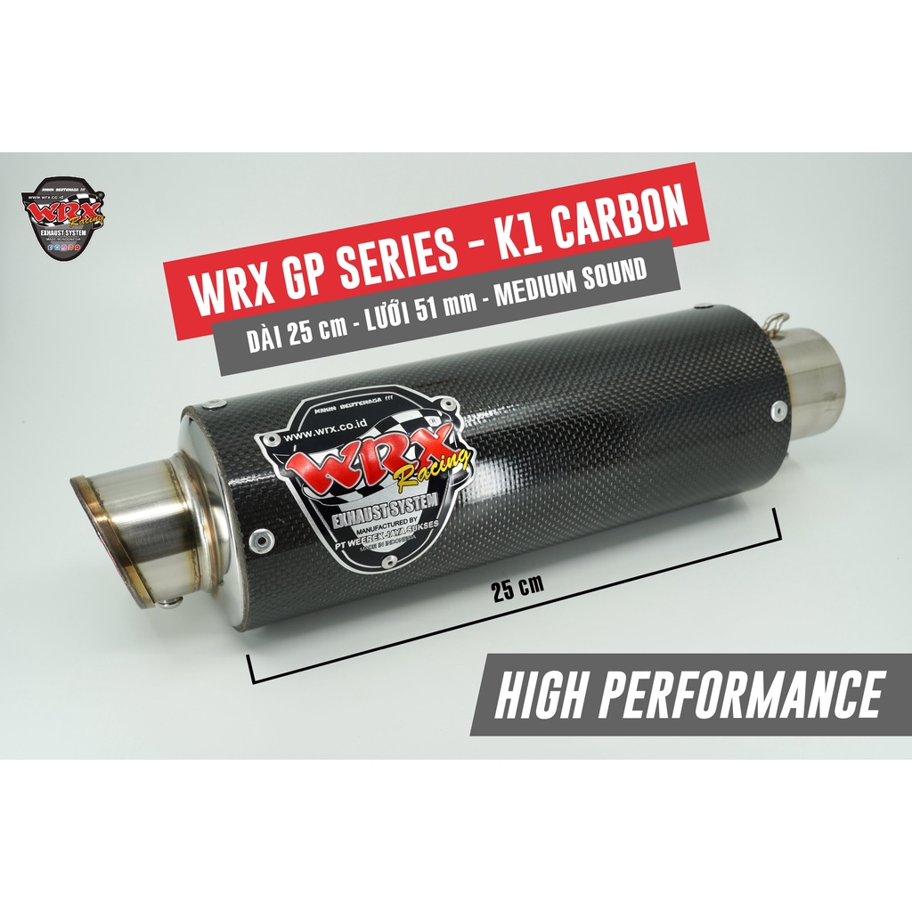 Pô WRX GP K1 tròn - Carbon