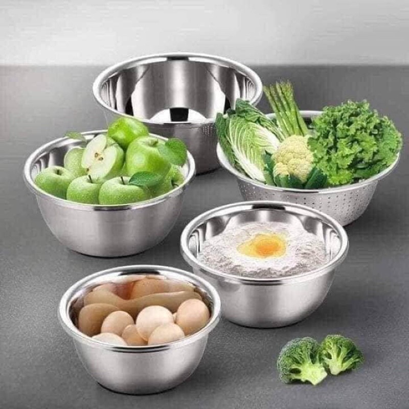 BỘ THAU RỔ INOX SET 5 CHIẾC