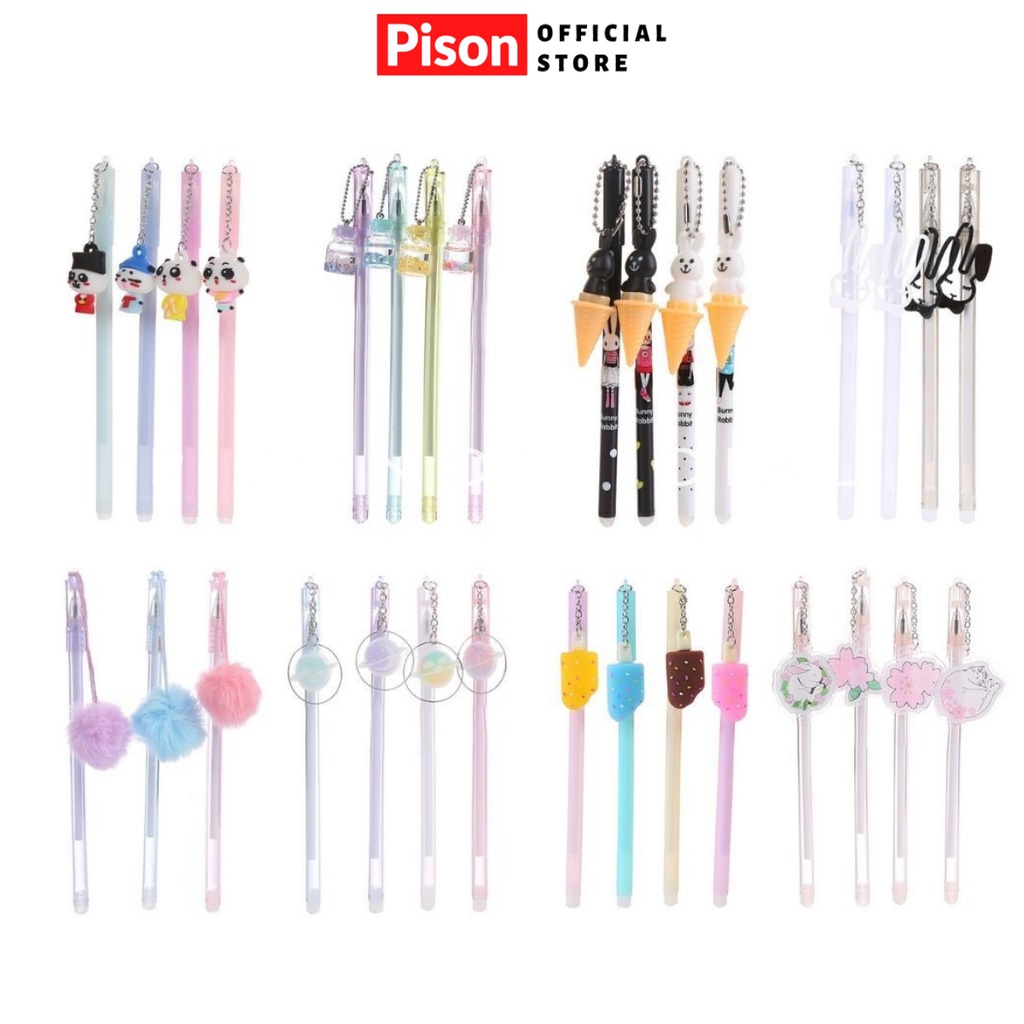 Bút Móc xích mực gel Nhiều mẫu Pison, mực đen ngòi kim 0.38mm - 1 cái Pison