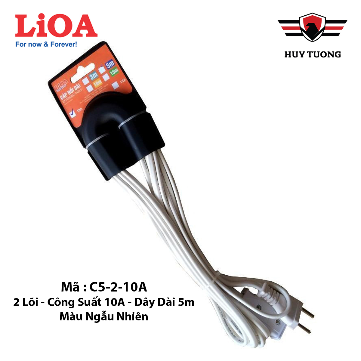 Dây cáp nối dài Lioa 2 lõi dây công suất ( 10A / 15A ) chiều dài dây (3m/5m /10m/15m) màu ngẫu nhiên cao cấp - Huy Tưởng