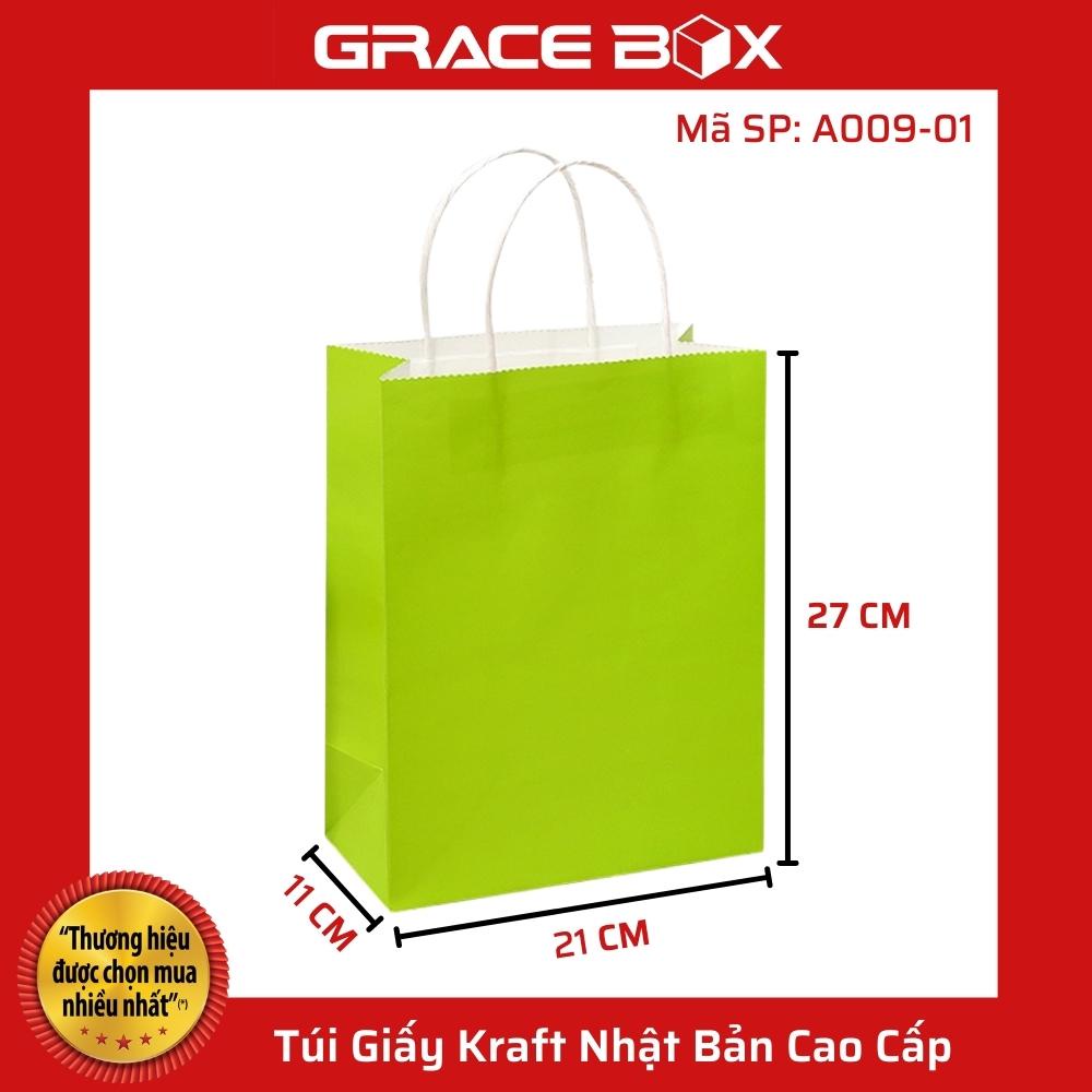 {Giá Sỉ} Túi Giấy Kraft Nhật Cao Cấp - Size 21 x 11 x 27 cm - Màu Xanh Lá Mạ - Siêu Thị Bao Bì Grace Box