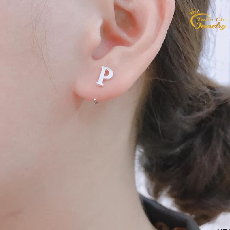 Bông Tai Bạc HÀNG CHUẨN Khuyên Tai Bạc Nữ Cao Cấp Họa Tiết Chữ Cái Ý Nghĩa, Đủ Chữ Theo Tên