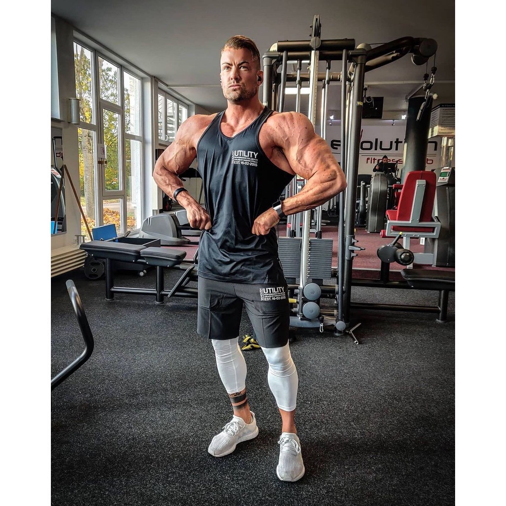 [ GYMEN ]  Áo vest thể thao nam cổ tròn dáng rộng, áo thun cộc tay, cotton cao cấp, phong cách Âu Mỹ, size lớn, co giãn, vải thoáng, nhanh khô, thấm mồ hôi, in hình