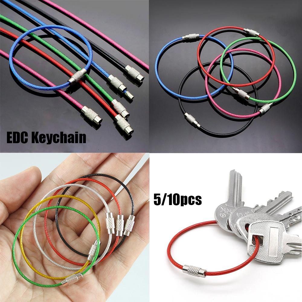 Set 5 / 10 dây cáp làm móc chìa khóa bằng thép không gỉ thiết kế tiện dụng