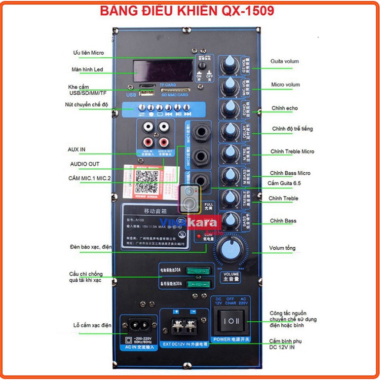 Loa Kéo Di Động Temeisheng QX-1509 Chính hãng