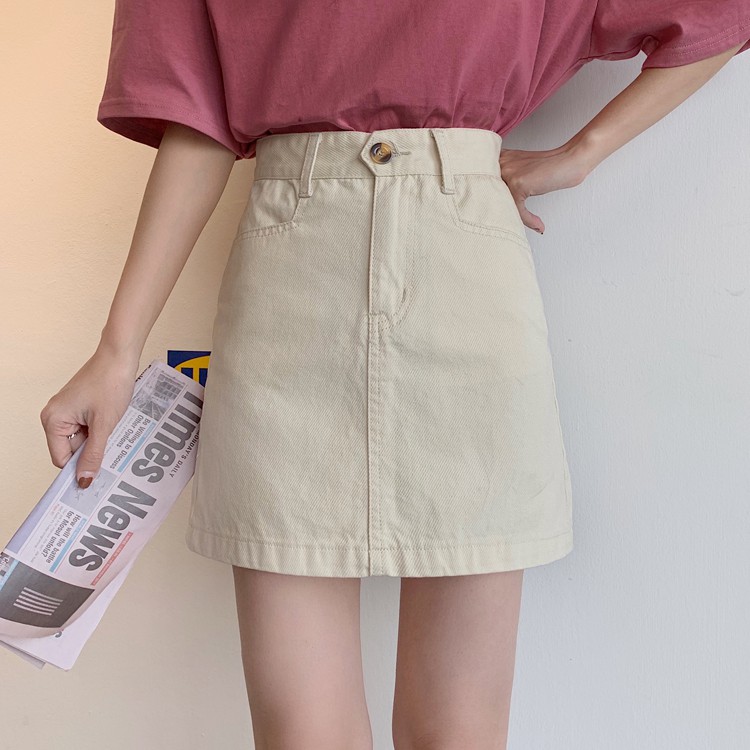 [Mã CBS0703B hoàn 10% tối đa 30K xu 200K] Chân Váy Denim Dáng Chữ A Lưng Cao Thiết Kế Đơn Giản 3 Màu Lựa Chọn | BigBuy360 - bigbuy360.vn