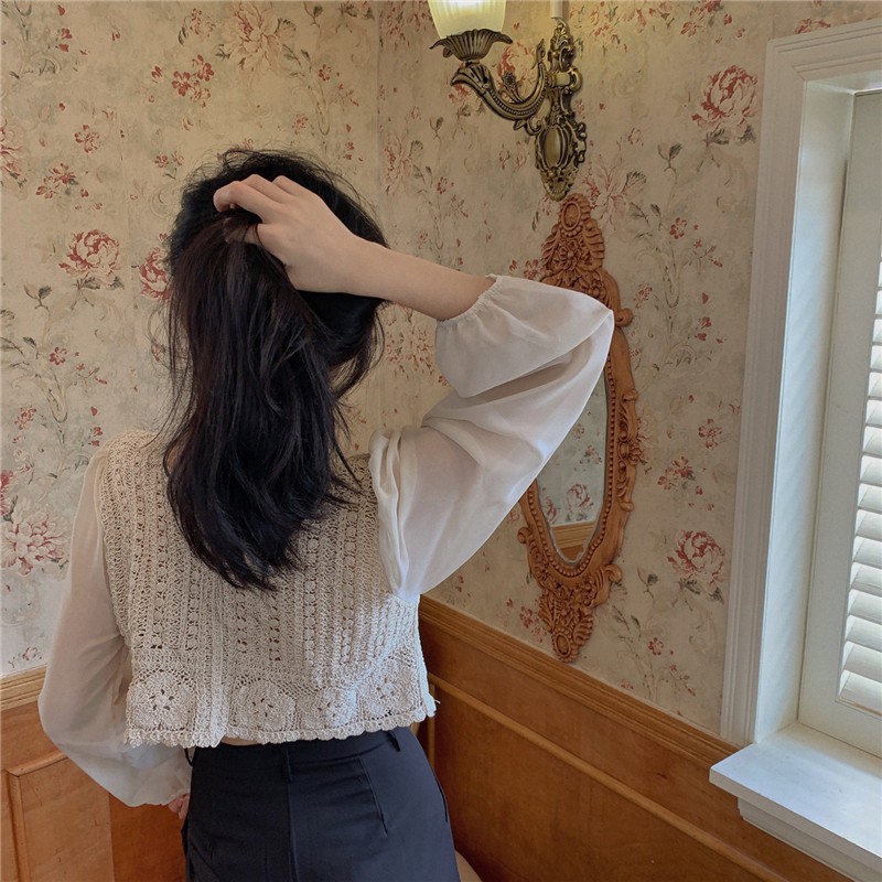 Áo tay dài cổ chữ V phong cách cổ điển hợp thời trang cho nữ