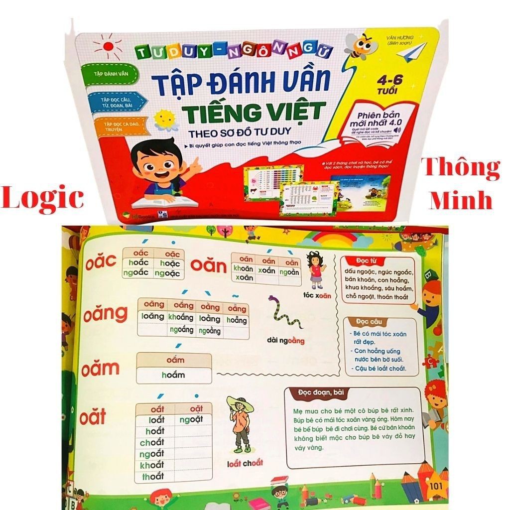 Tập Đánh Vần Tiếng Việt-Tư Duy Ngôn Ngữ-BÍ Quyết Giúp Con Học ghép vần, ghép chữ(Phiên bản 4.0)- ALOKIDS TB