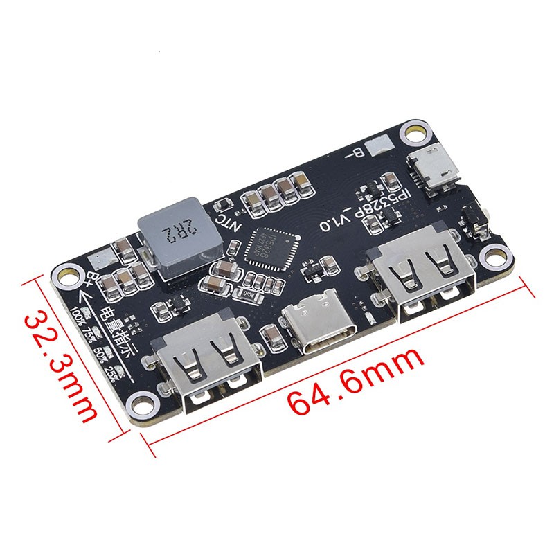 Bảng Mạch Sạc Nhanh Ip5328P USB 18650 Tpye-c 3.7V Sang 5V 9V 12V QC2.0 QC3.0