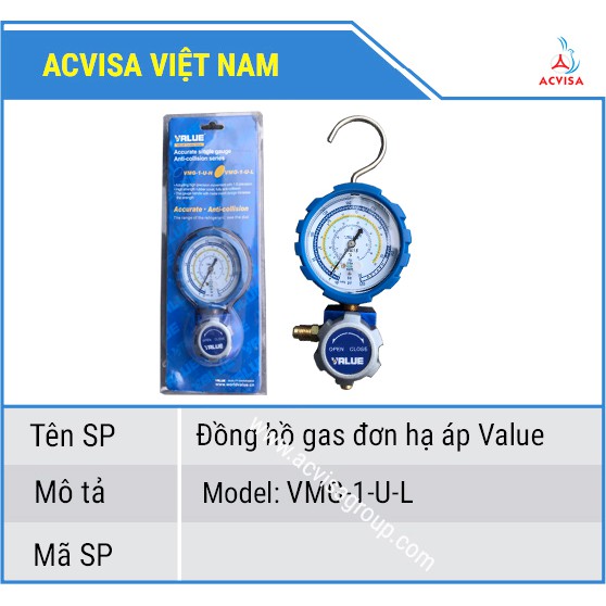 ĐỒNG HỒ GAS ĐƠN HẠ ÁP VALUE MODEL: VMG-1-U-L