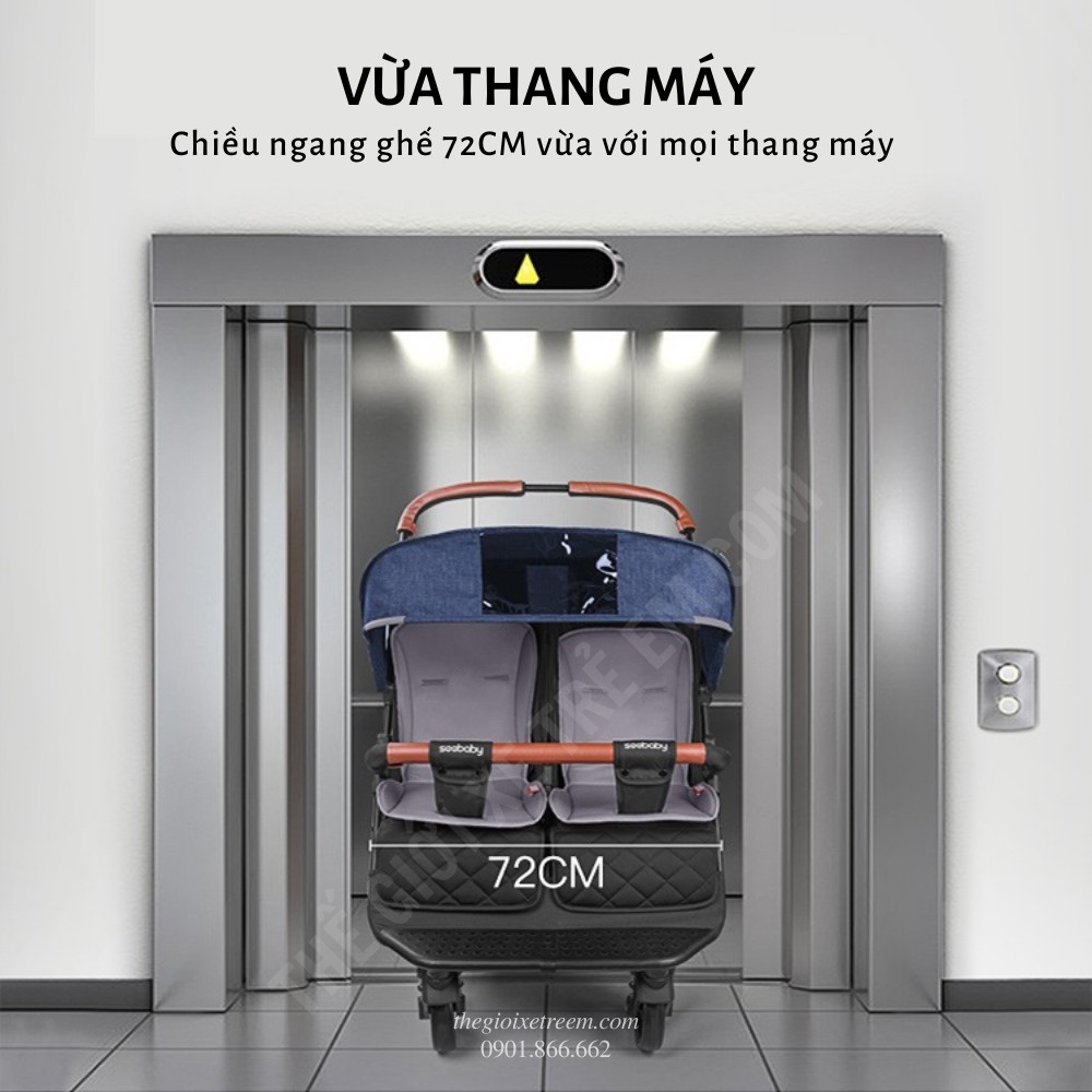 Xe đẩy đôi cho bé Seebaby T22