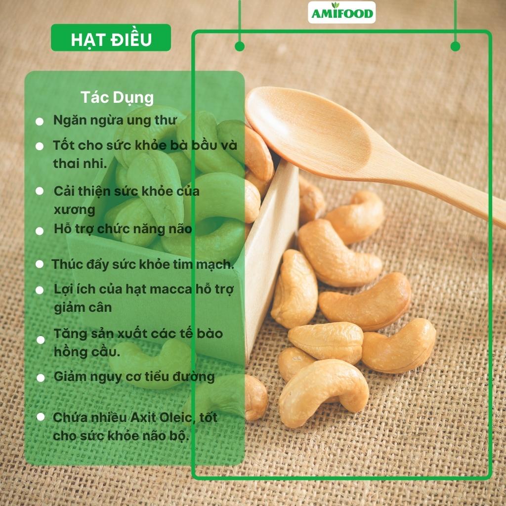 Hạt Điều Sấy Nguyên Vị  Amifood Size To,Sạch Vỏ, Ăn Vặt Mẹ Bầu Thơm, Giòn ,Ngậy - 500Gram