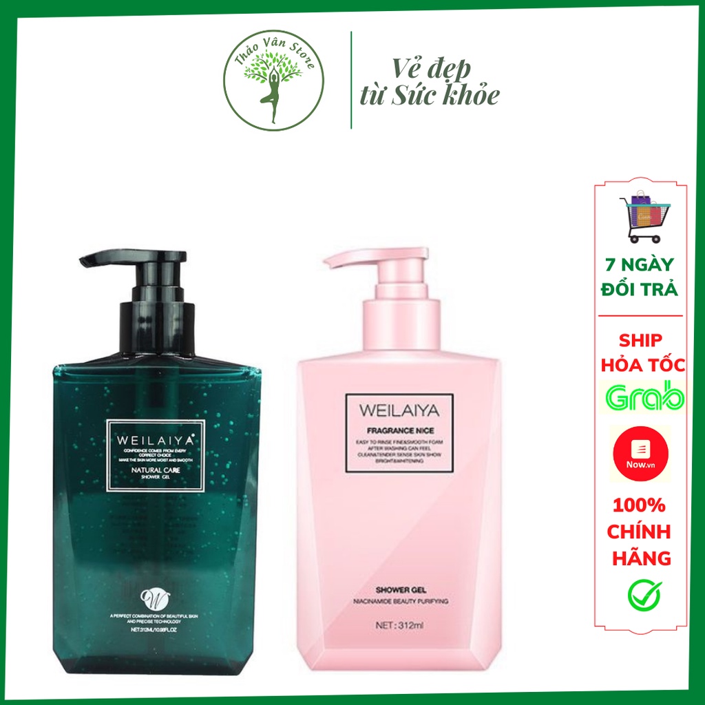 Sữa Tắm Trắng Da Weilaiya Fragrance Nice Hồng, Gel tắm WEILAIYA  Trứng cá tằm Caviar chai to 312ml [CHÍNH HÃNG]