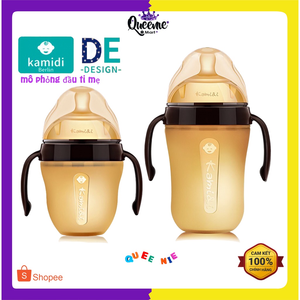 Bình sữa Silicon KAMIDI Chính Hãng cho trẻ sơ sinh, chống sặc và tập bú bình cho bé cai sữa mẹ 150ML/250ML