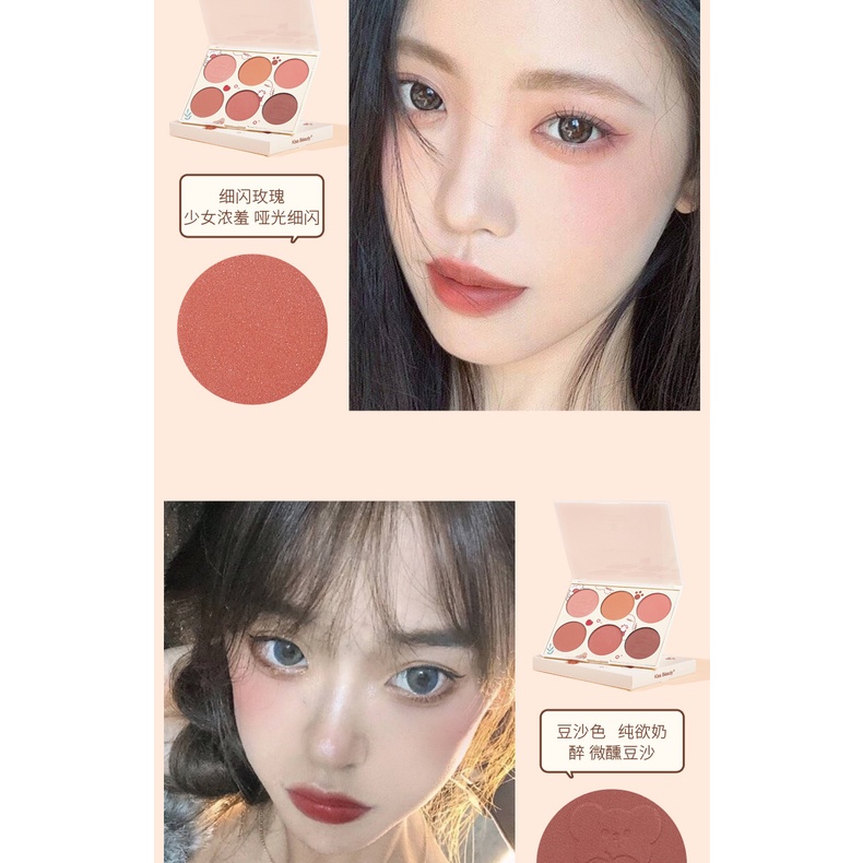 Bảng Phấn Má Hồng KISS BEAUTY Lâu Trôi Sáng Da Tự Nhiên